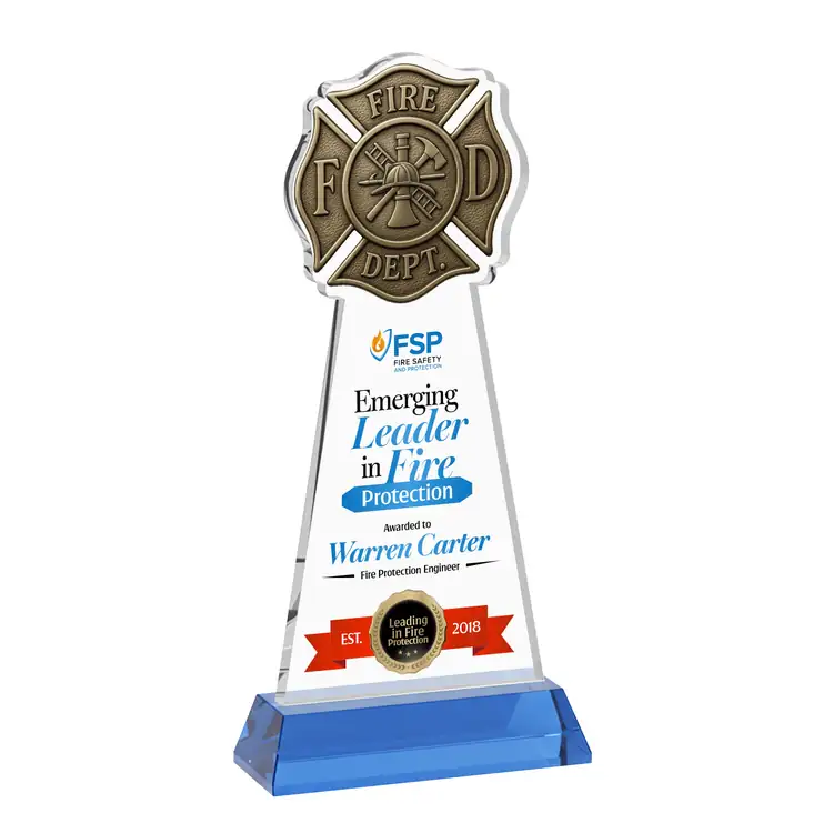 Fire Dept Starfire Crystal Award on Hartford Base - Multicolor #11