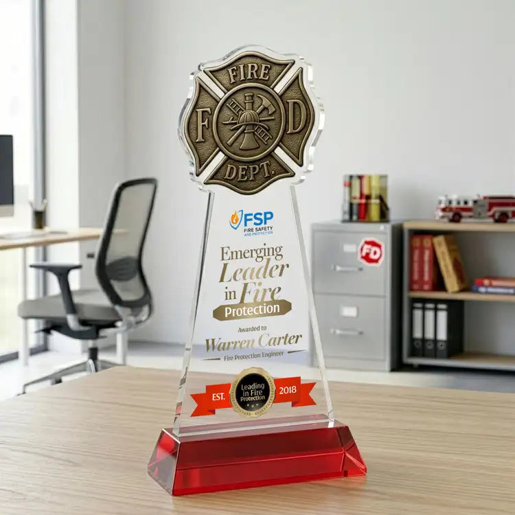 Fire Dept Starfire Crystal Award on Hartford Base - Multicolor #12