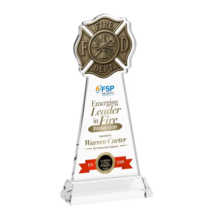 Fire Dept Starfire Crystal Award on Hartford Base - Multicolor #2