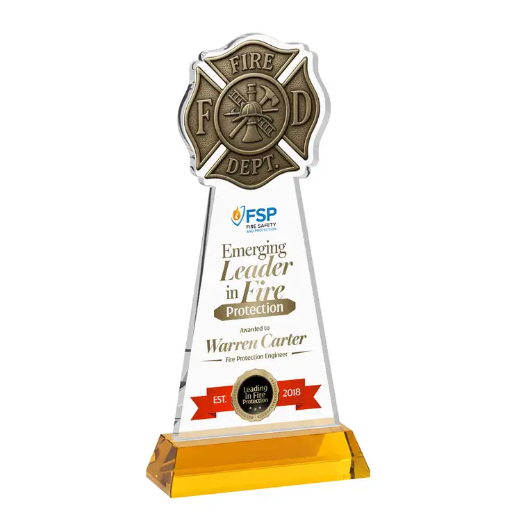 Fire Dept Starfire Crystal Award on Hartford Base - Multicolor #3
