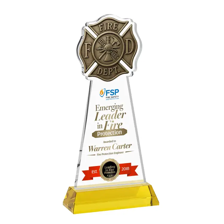 Fire Dept Starfire Crystal Award on Hartford Base - Multicolor #4