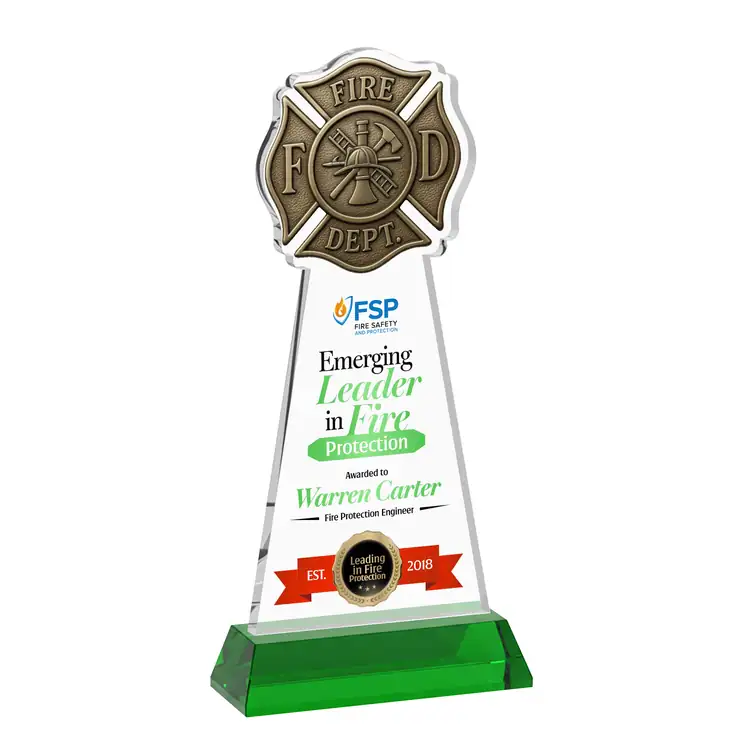 Fire Dept Starfire Crystal Award on Hartford Base - Multicolor #5