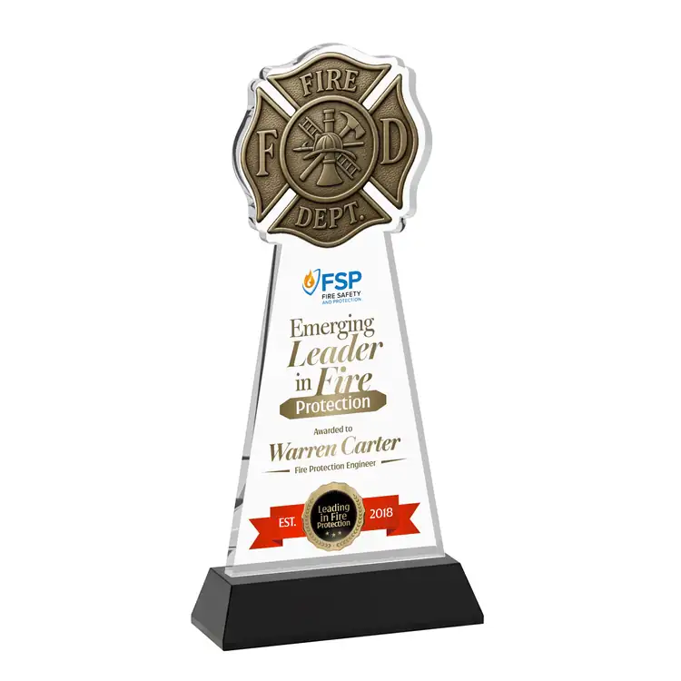 Fire Dept Starfire Crystal Award on Hartford Base - Multicolor #6