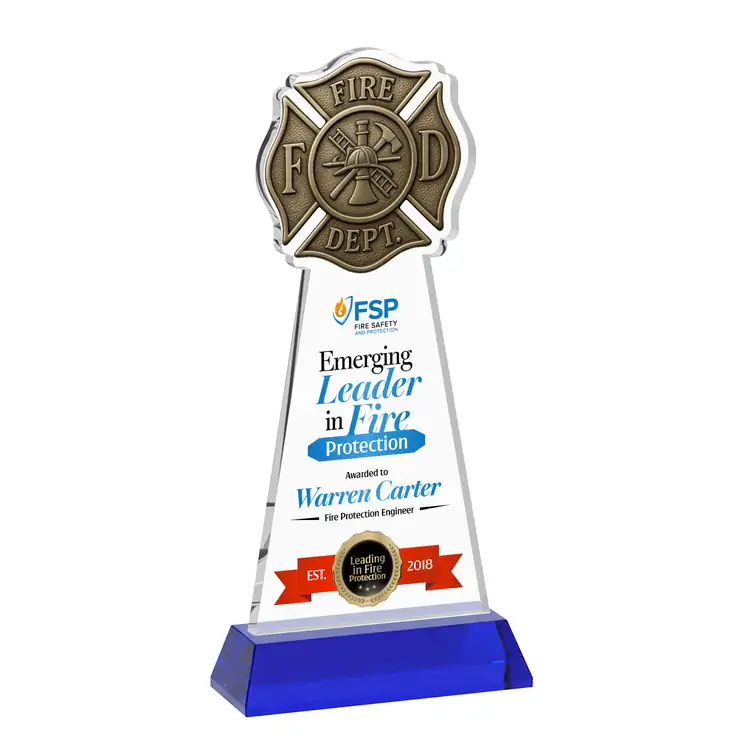 Fire Dept Starfire Crystal Award on Hartford Base - Multicolor #7