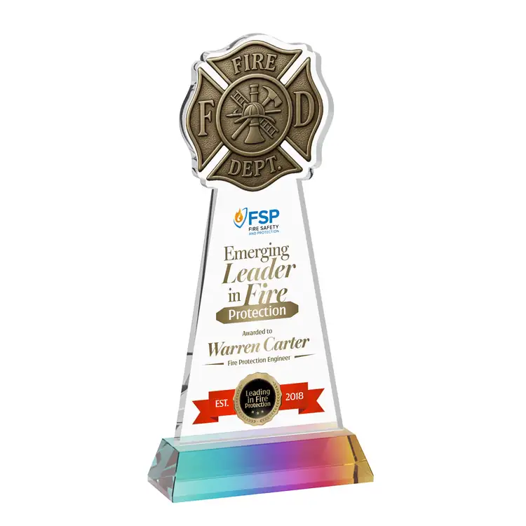 Fire Dept Starfire Crystal Award on Hartford Base - Multicolor #8
