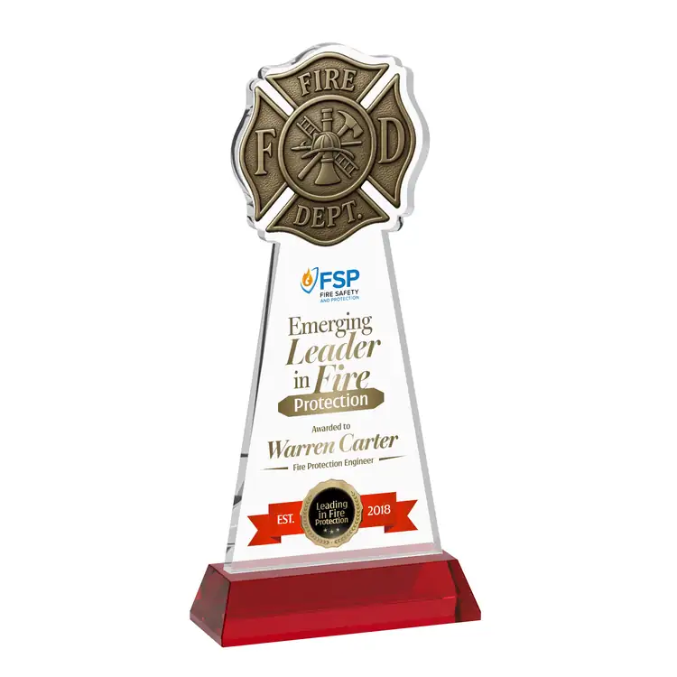 Fire Dept Starfire Crystal Award on Hartford Base - Multicolor #9