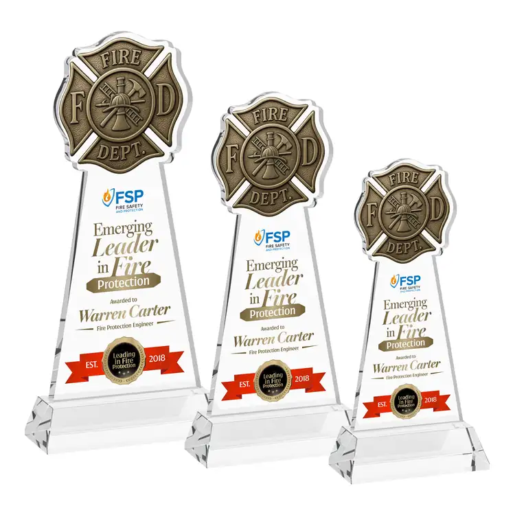 Fire Dept Starfire Crystal Award on Hartford Base - Multicolor