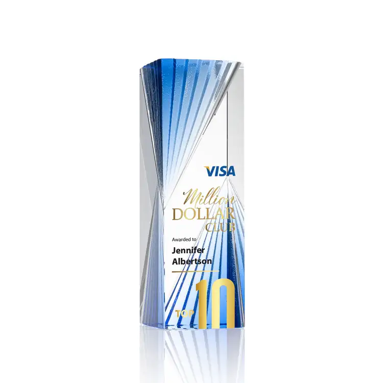 Aurelia Optical Crystal Tower Award with Blue Accents - Multicolor #2