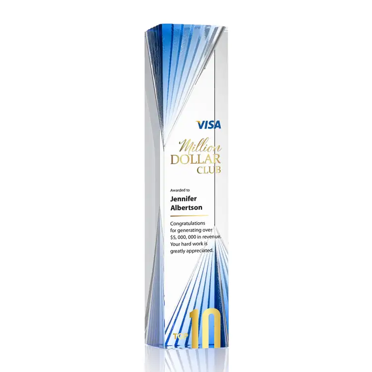 Aurelia Optical Crystal Tower Award with Blue Accents - Multicolor #4