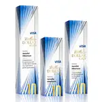 Trophée tour Aurelia en cristal optique avec accents bleus - Multicolore