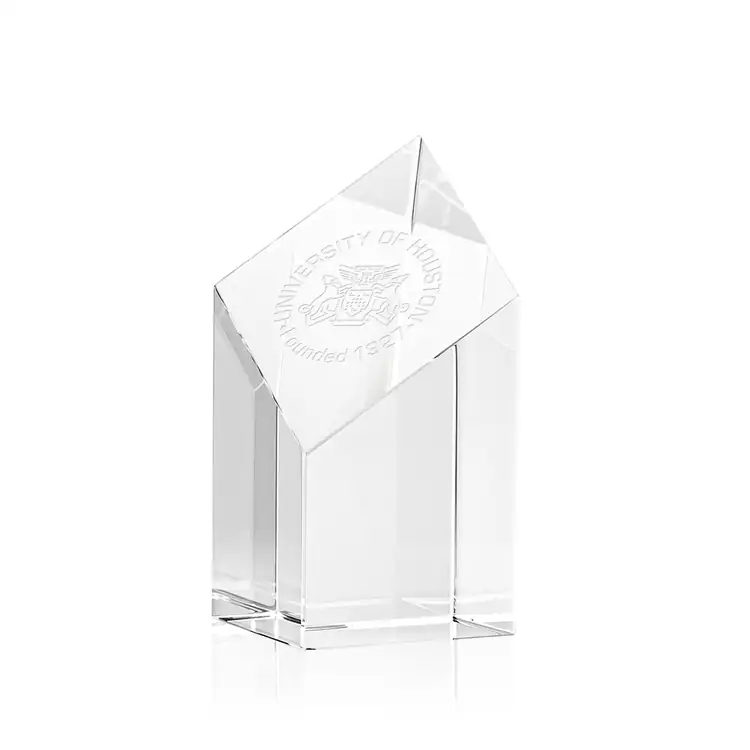 Barone Clear Optical Crystal Tower Award - Deep Etch #2