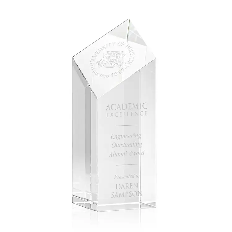 Barone Clear Optical Crystal Tower Award - Deep Etch #4