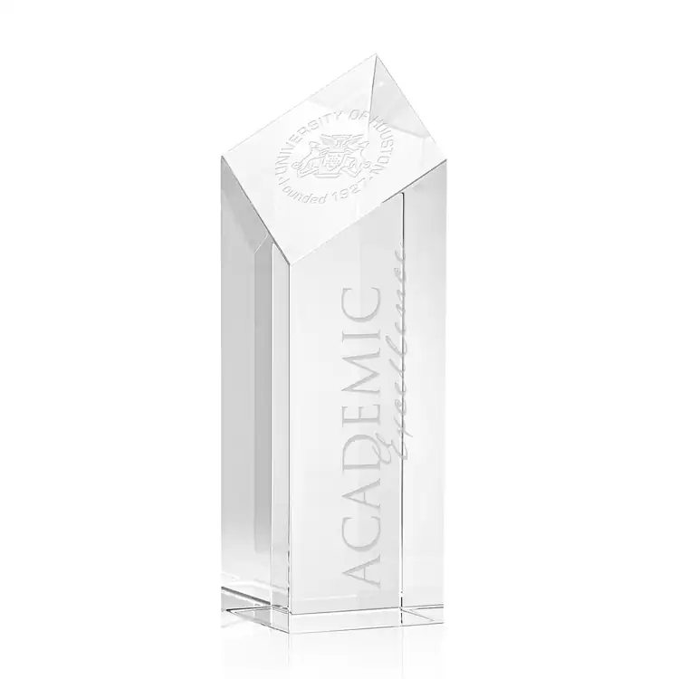 Barone Clear Optical Crystal Tower Award - Deep Etch #5
