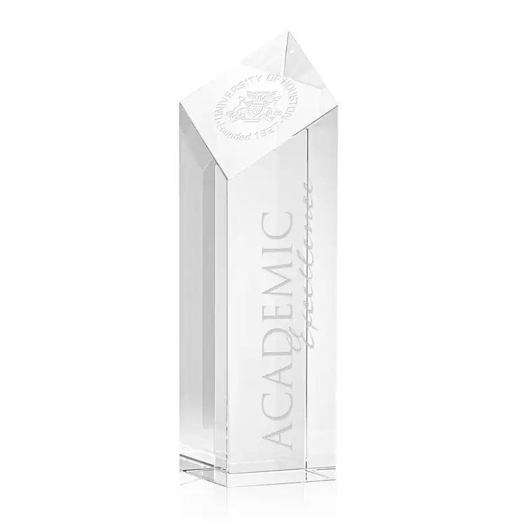 Barone Clear Optical Crystal Tower Award - Deep Etch #6