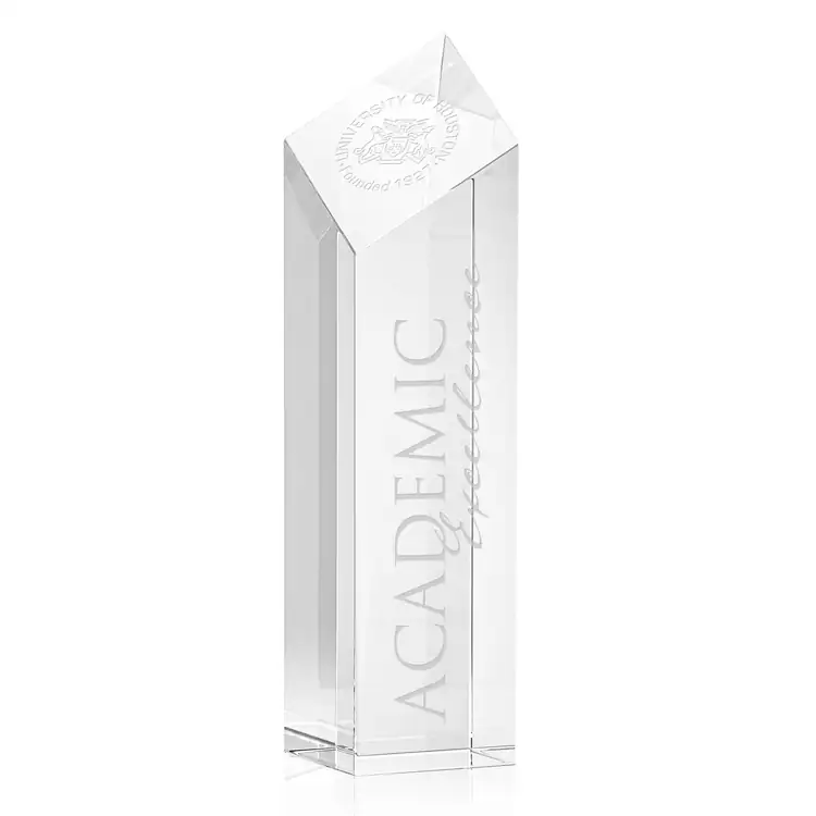 Barone Clear Optical Crystal Tower Award - Deep Etch #7