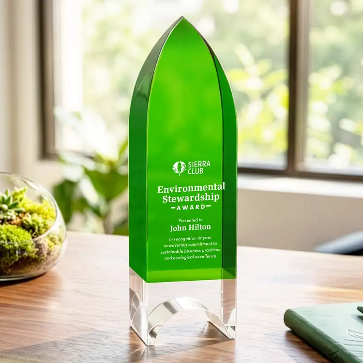 Emerald Tower Optical Crystal Award - Engraving and Printing #3