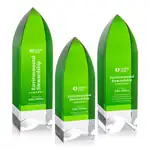 Trophée tour Emerald en cristal optique - Gravure et impression