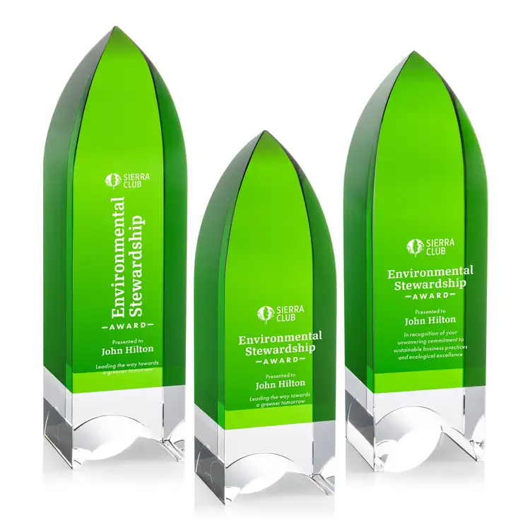 Emerald Tower Optical Crystal Award - Engraving and Printing