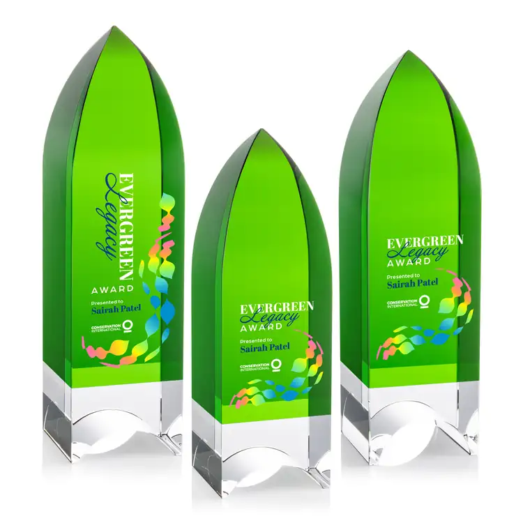 Emerald Tower Optical Crystal Award - Multicolor