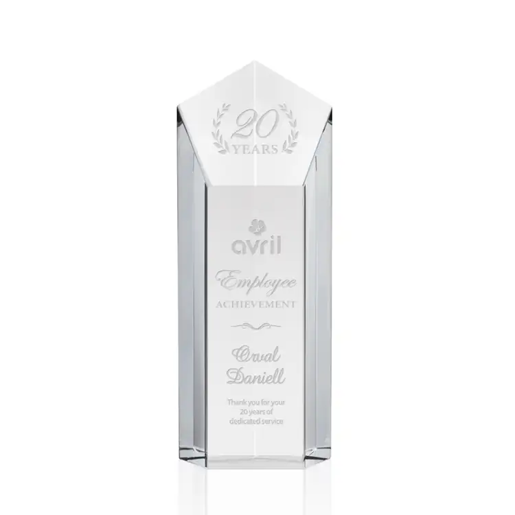 Jolanda Clear Crystal Tower Award - Deep Etch #3