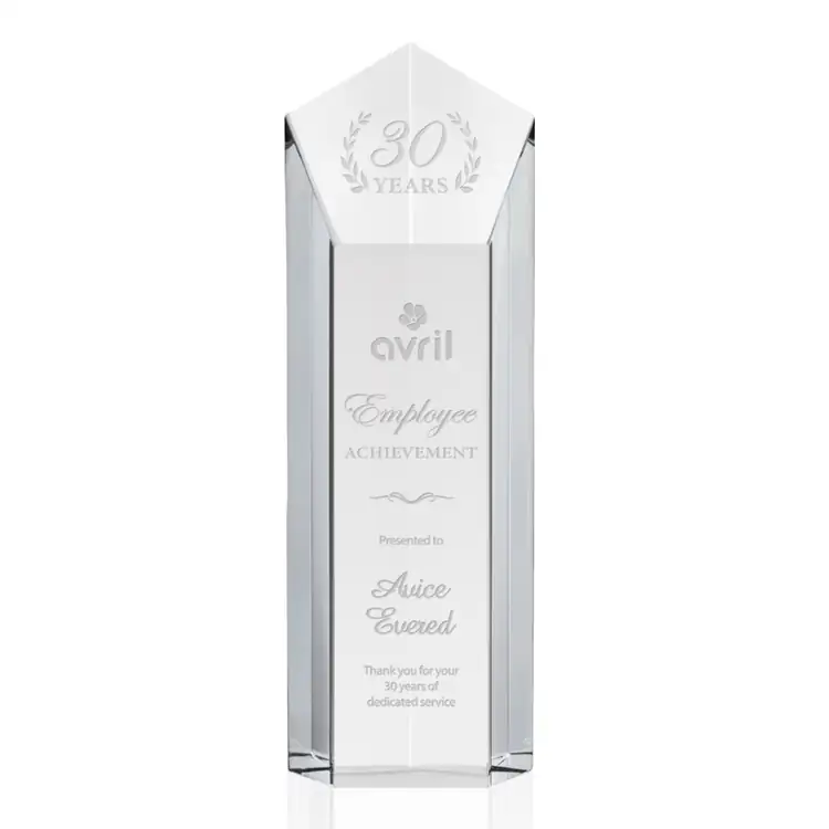 Jolanda Clear Crystal Tower Award - Deep Etch #4