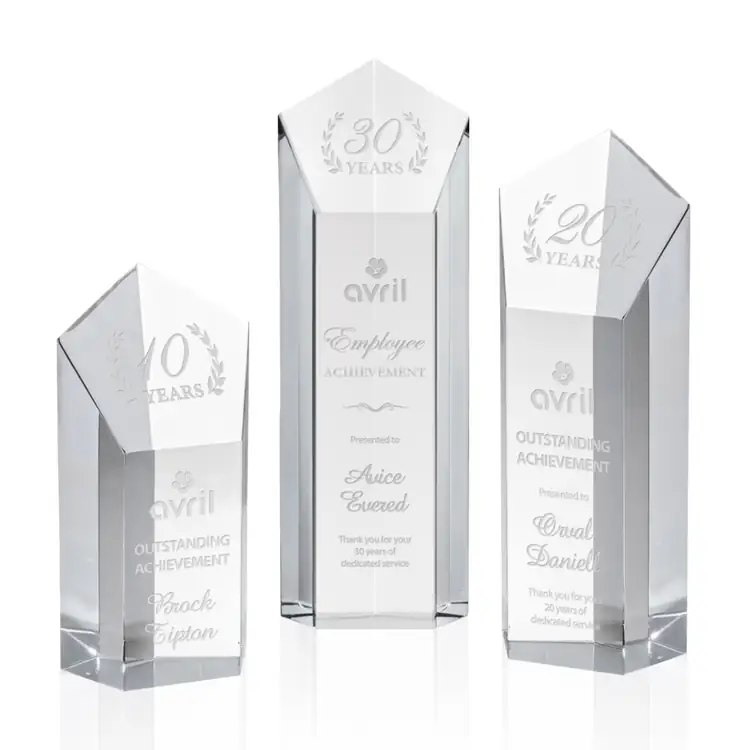Jolanda Clear Crystal Tower Award - Deep Etch