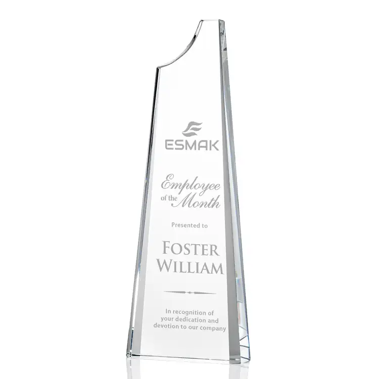 Middleton Clear Optical Crystal Tower Award - Deep Etch #4