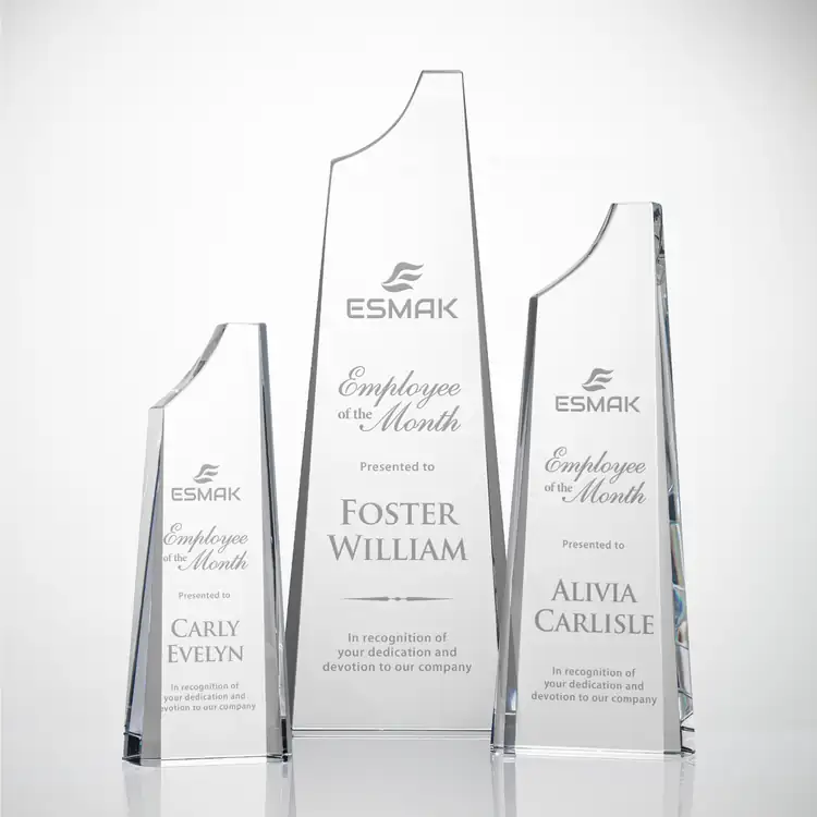 Middleton Clear Optical Crystal Tower Award - Deep Etch