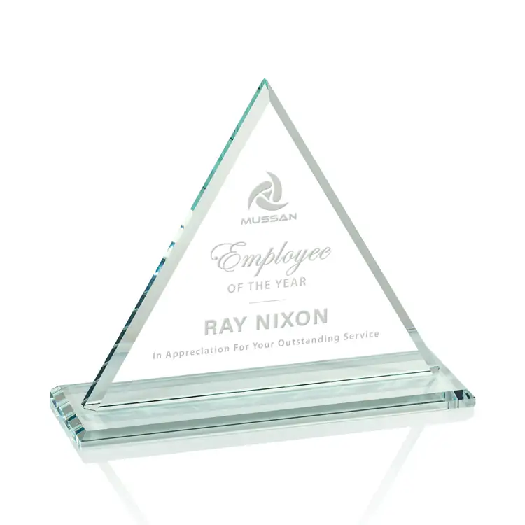 Dresden Jade Glass Triangle Award - Deep Etch #3
