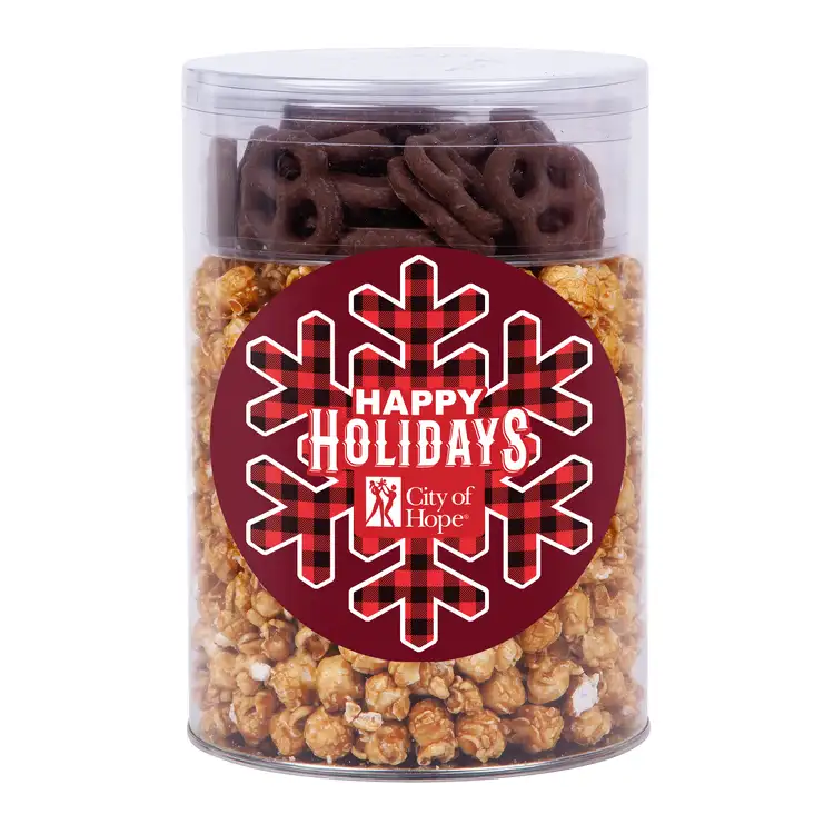 Popclusions Caramel Popcorn and Chocolate Mini Pretzel Tube