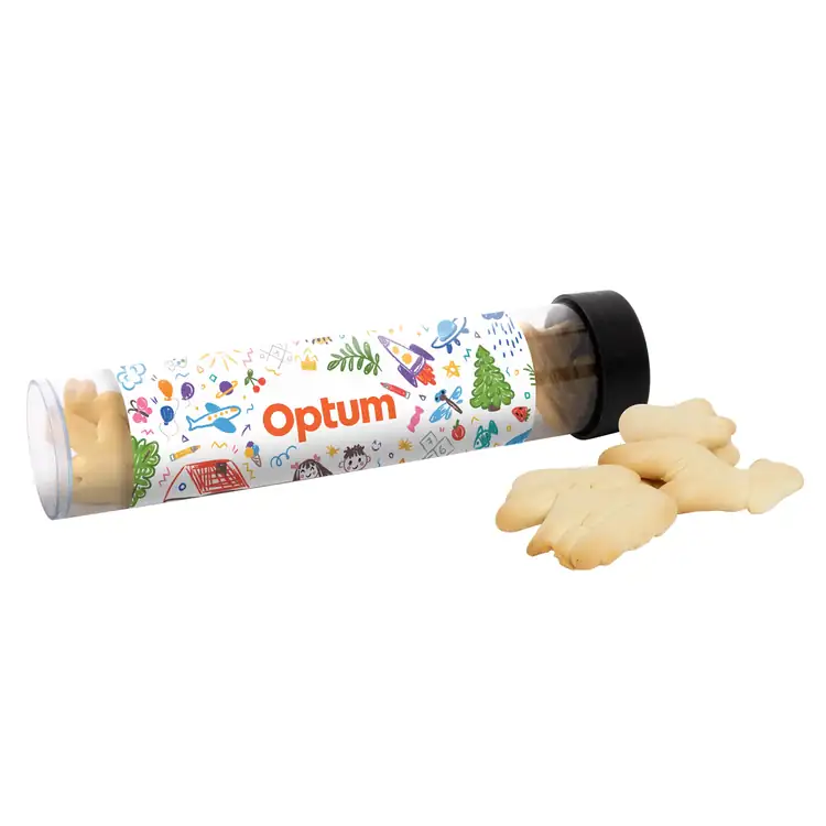 6-inch Tube with animal crackers