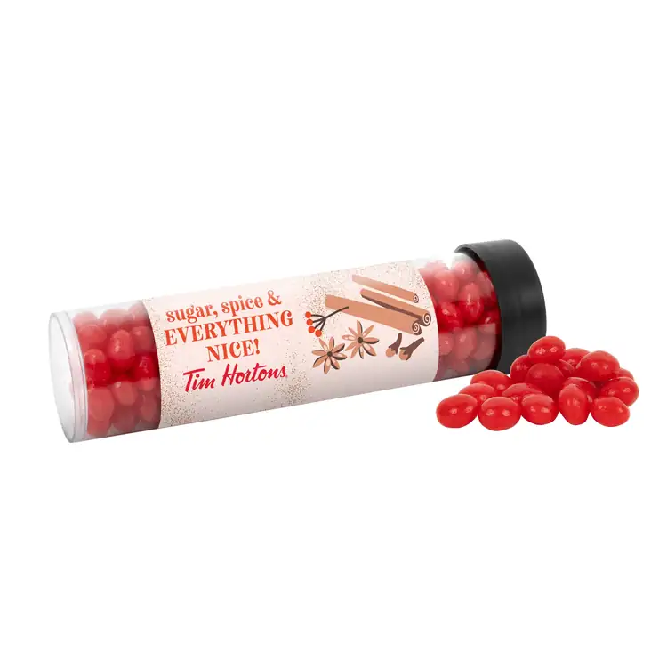 5-inch Tube with Cinnamon Imperials cinnamon candies