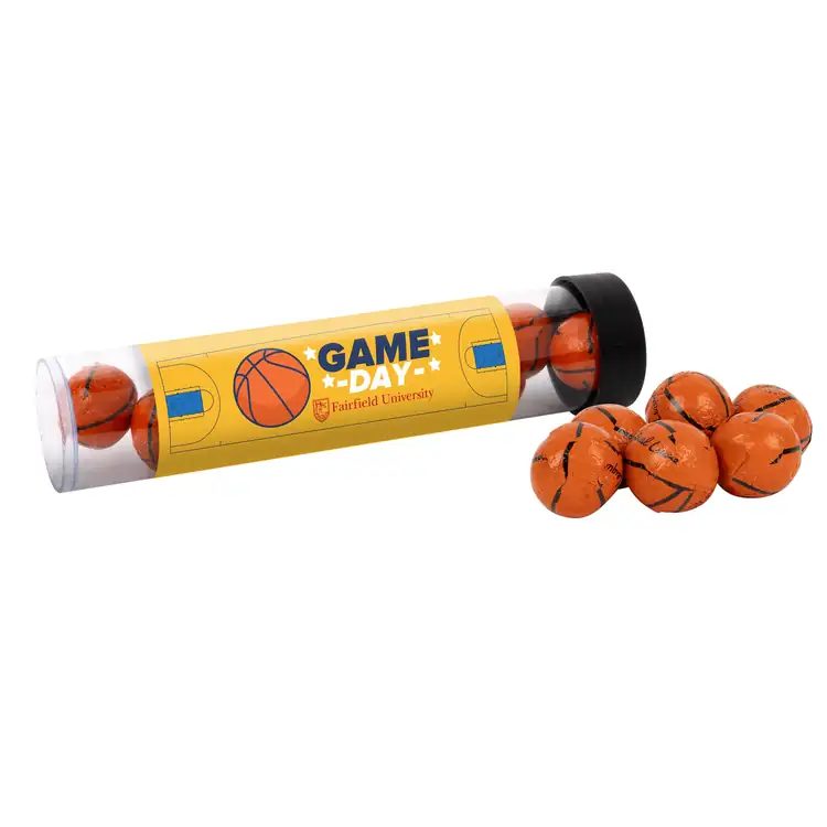 6-inch Tube with basketball-shaped chocolates