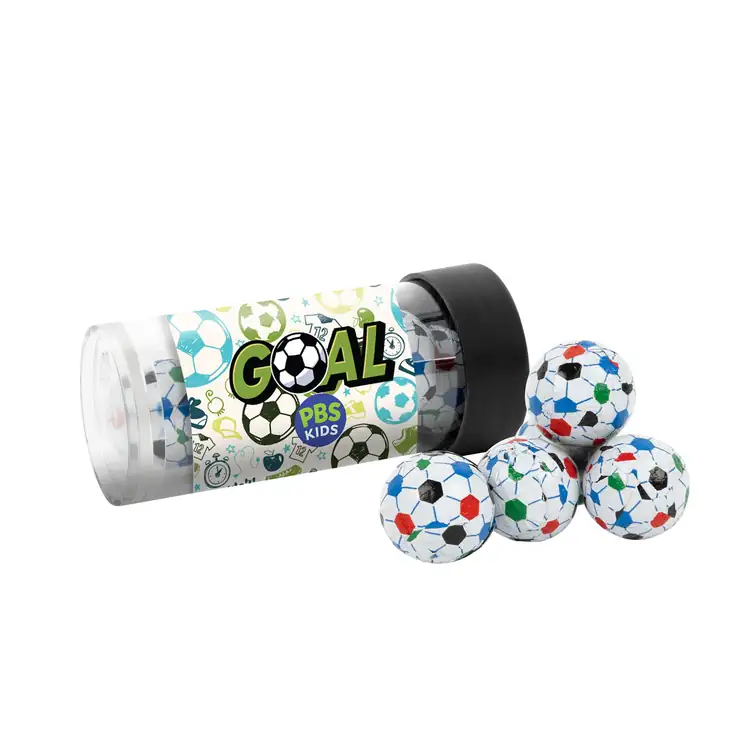 Tube de chocolats en forme de ballon de soccer 3 po