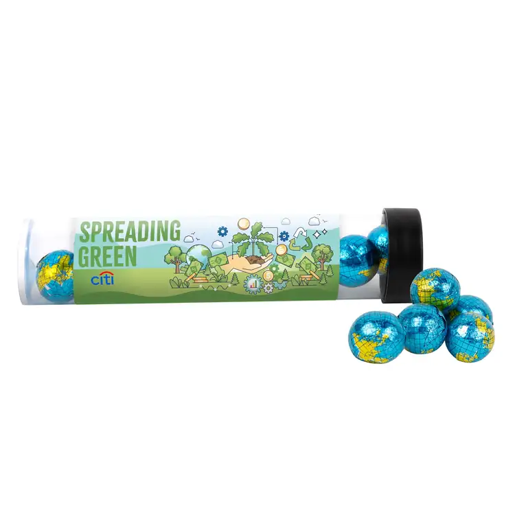 Tube de chocolats en forme de globe 6 po #2