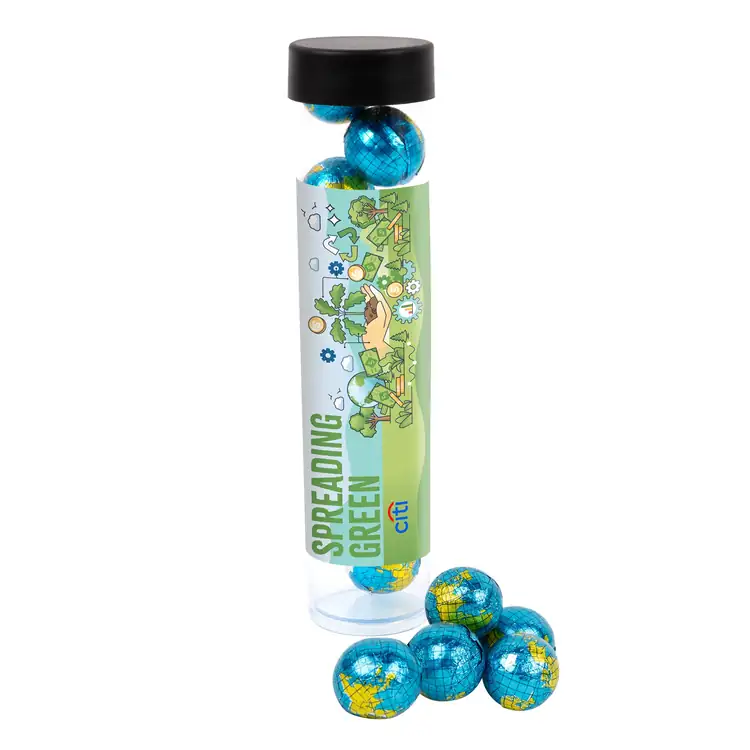 Tube de chocolats en forme de globe 6 po #3