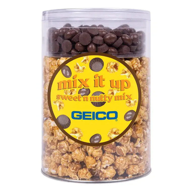 Sweet N Nutty Caramel Popcorn and Chocolate Treat Tube
