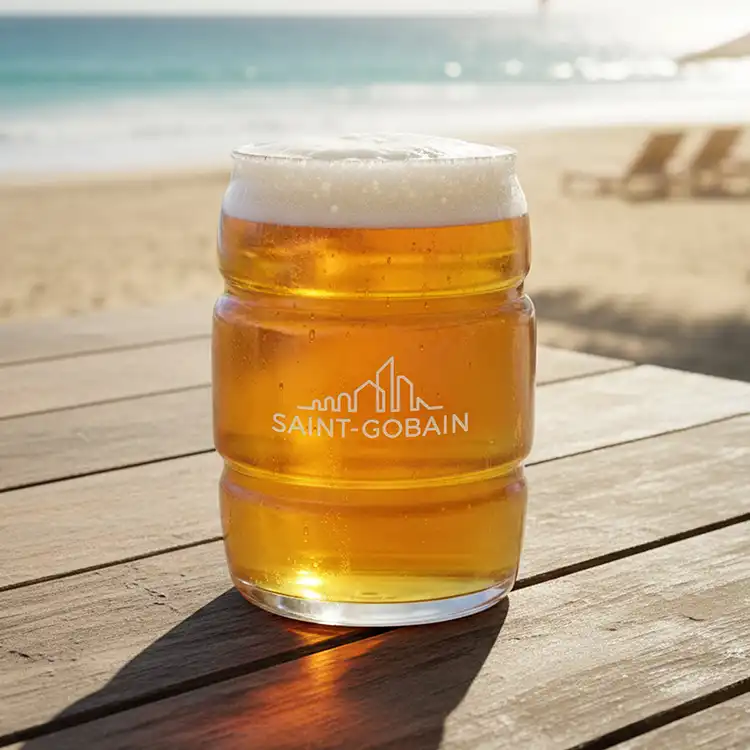 Barrel Beer Glass 16 oz - Deep Etch #2