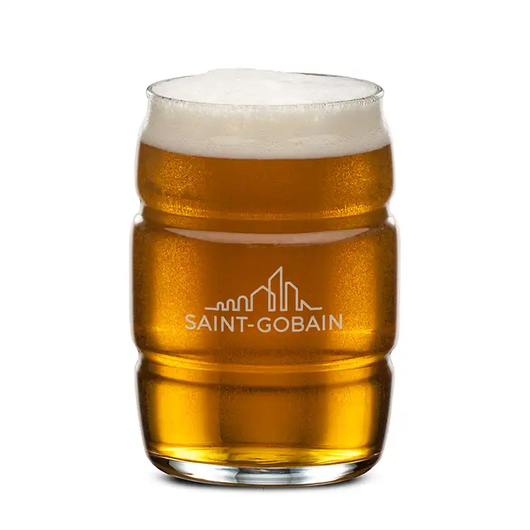 Barrel Beer Glass 16 oz - Deep Etch