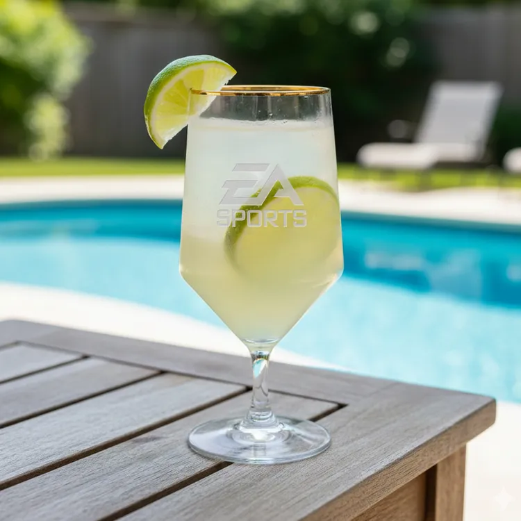 Tucson 15 oz Gold Rim Cocktail Glass - Deep Etch #5