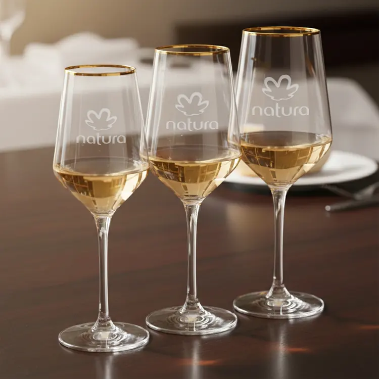 Tucson Gold Rim Wine Glass 11 oz - Deep Etch #5