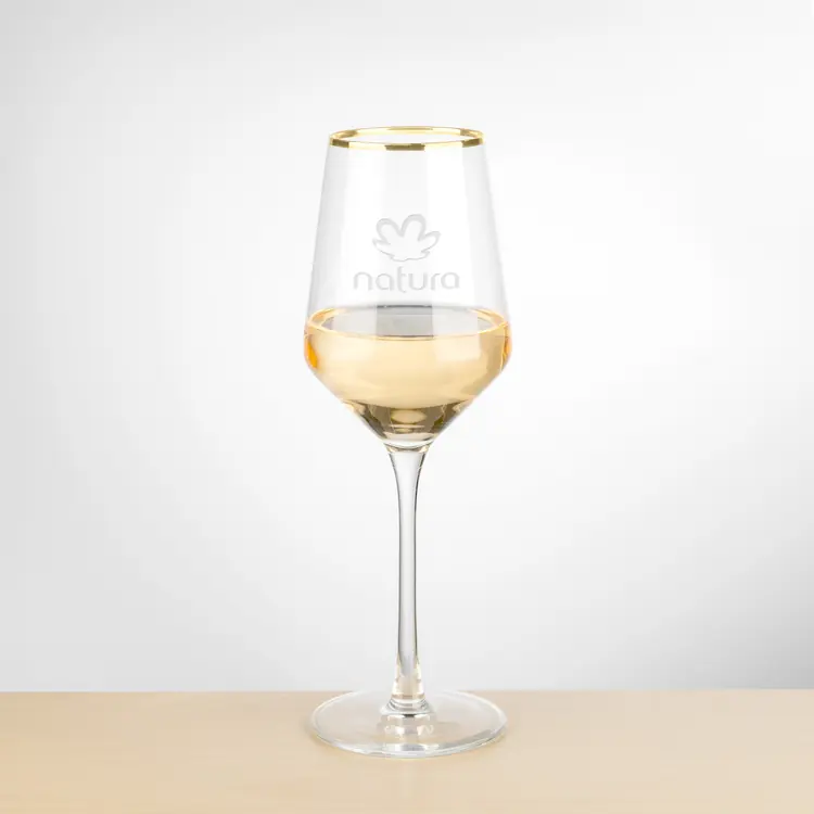 Tucson Gold Rim Wine Glass 11 oz - Deep Etch