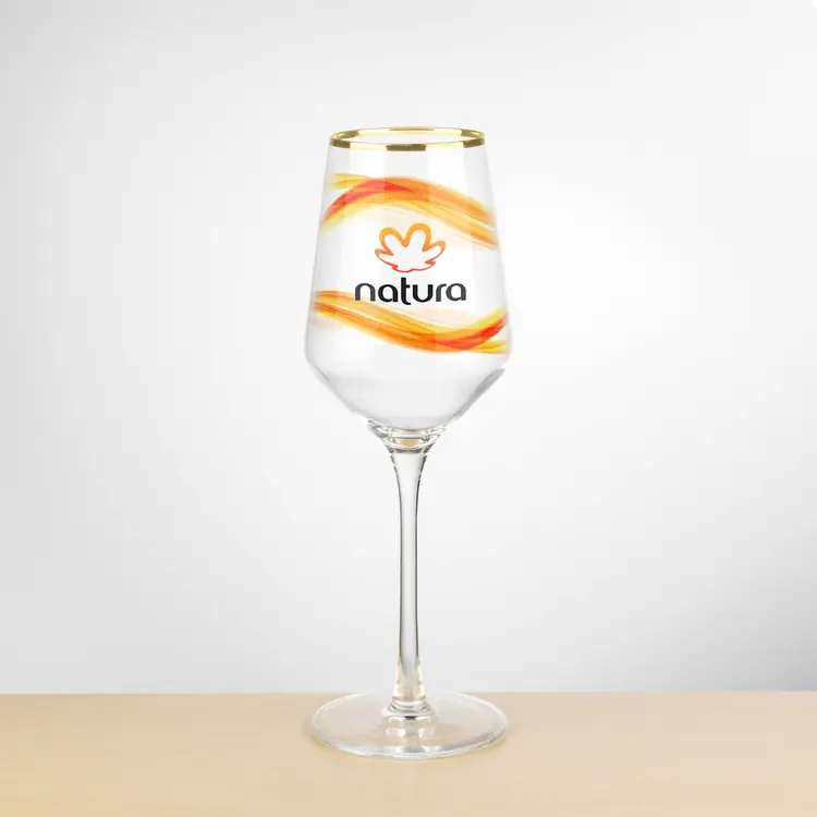 Tucson Gold Rim Wine Glass 11 oz - Multicolor