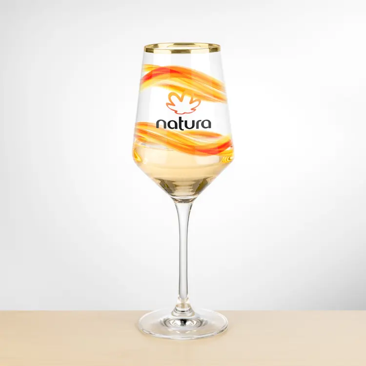 Tucson Gold Rim Wine Glass 14 oz - Multicolor