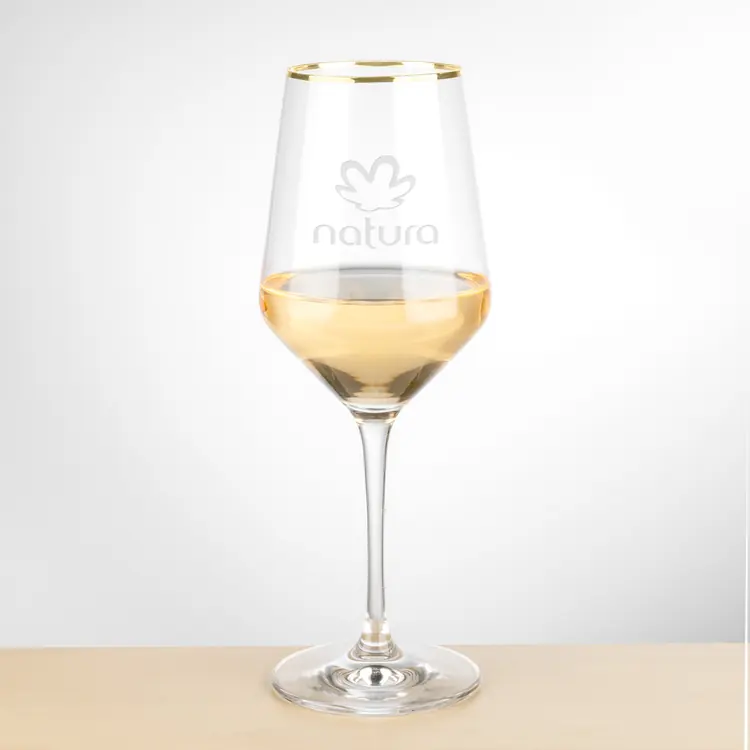 Tucson Gold Rim Wine Glass 18 oz - Deep Etch