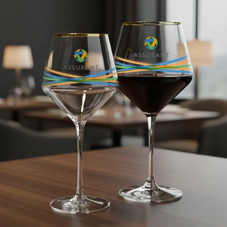 Tucson Gold Rim Burgundy Wine Glass 23 oz - Multicolor #5