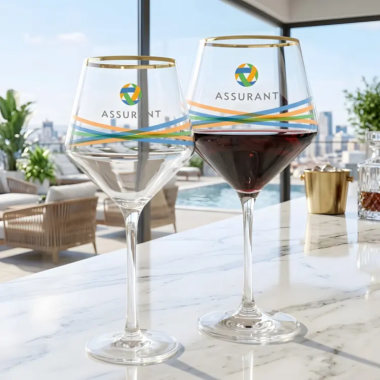 Tucson Gold Rim Burgundy Wine Glass 23 oz - Multicolor #6