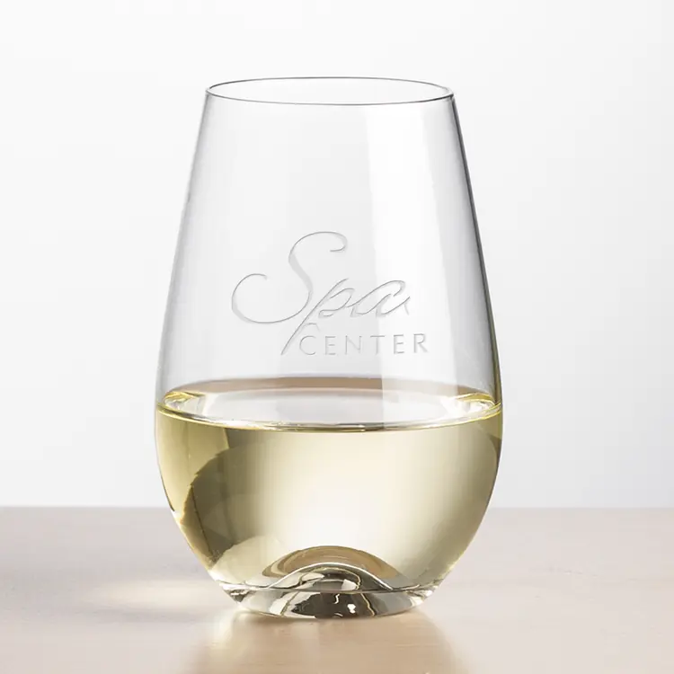 Boston Stemless Wine Glass 12.5 oz - Deep Etch