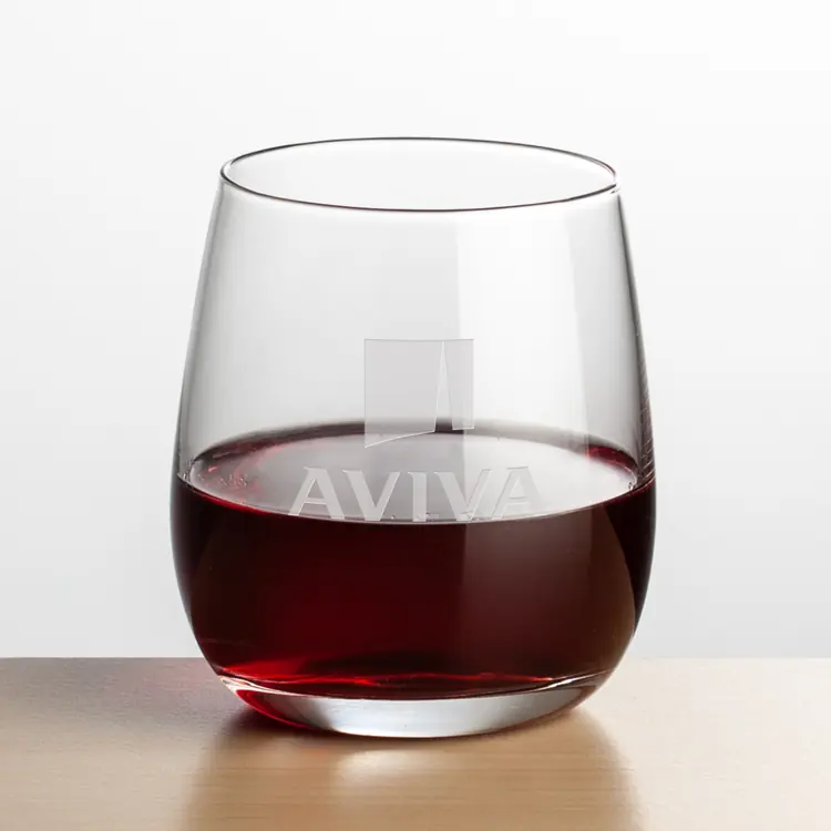Crestview Stemless Wine Glass 12 oz - Deep Etch