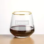 Tucson Stemless Wine Glass 11 oz - Gold Rim - Deep Etch